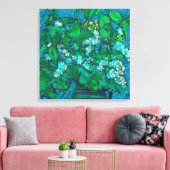 Bird Cherry Flowers Blossom Floral Pastel Painting Canvas Afdruk (Insitu (Woonkamer))