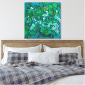 Bird Cherry Flowers Blossom Floral Pastel Painting Canvas Afdruk (Insitu (Slaapkamer))