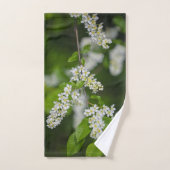 Bird Cherry Tree Blossom Flowers Green White Bad Handdoek (Handdoek)