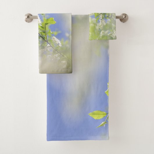 Bird Cherry Tree Blossom Flowers Sky Bad Handdoek (Insitu)