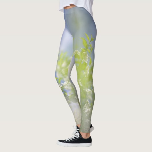 Bird Cherry Tree Blossom Flowers Sky Leggings (Links)