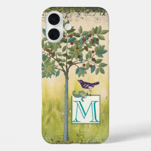  Bird Cherry Tree Monogram iPhone 16 Plus Hoesje