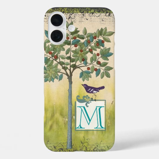  Bird Cherry Tree Monogram iPhone Case-Mate iPhone Case (Achterkant)