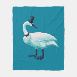 Bird Chic: Gentleman in Bow Stropdas Top Hat Fleece Deken