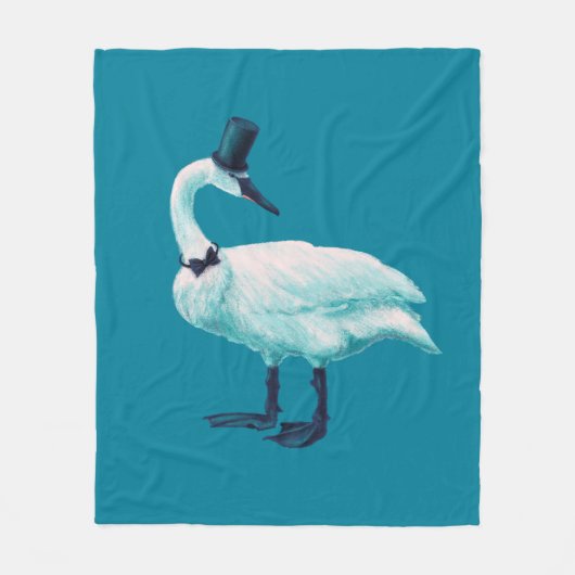  Bird Chic: Gentleman in Bow Stropdas Top Hat Fleece Deken (Voorkant)