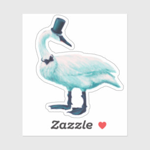 Bird Chic: Gentleman in Bow Stropdas Top Hat Sticker