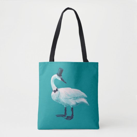  Bird Chic: Gentleman in Bow Stropdas Top Hat Tote Bag (Voorkant)