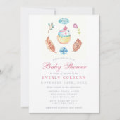 Bird Chick Boho Waterverf Girl Baby shower Kaart (Voorkant)