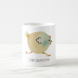 Bird, chicken, watercolor, whimsical, chubby bird  koffiemok