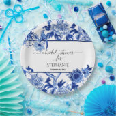 Bird Chinoiserie Navy BL Bloemen Waterverf Papieren Bordje (Feest)