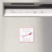 Bird & Clothesline Pink Save The Date Baby shower Magneet (Insitu (Vaatwasser))