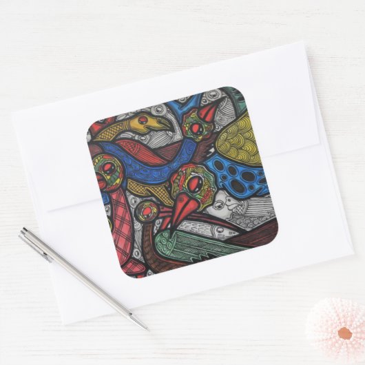 Bird Conference Vierkante Sticker (Envelop)