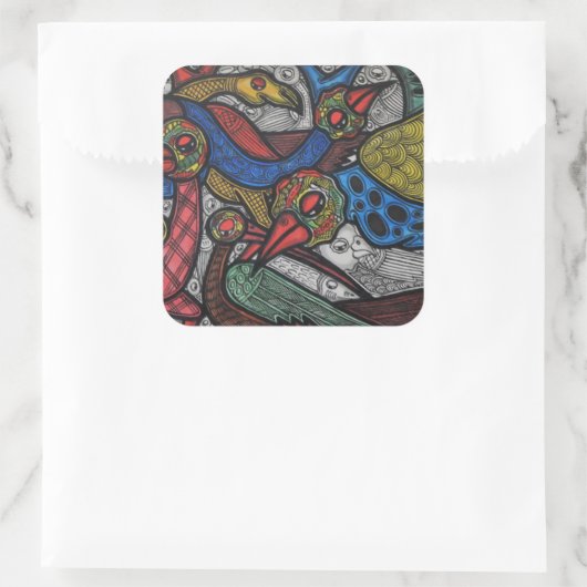 Bird Conference Vierkante Sticker (Tas)