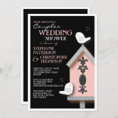 Bird Couple Damask Birdhouse Couples Shower Kaart (Voorkant / Achterkant)
