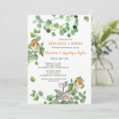 Bird Couple Rehearsal Dinner Kaart (Staand voorkant)