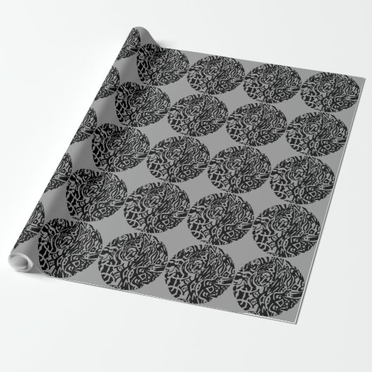 "Bird Creat" B&W Abstract Cadeaupapier (Uitgerold)