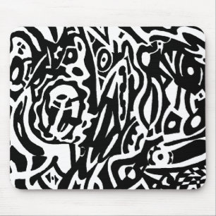 "Bird Creat" B&W Abstract Muismat