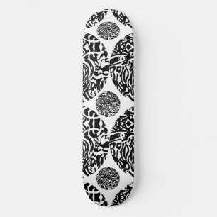 "Bird Creat" B&W Abstract Skateboard