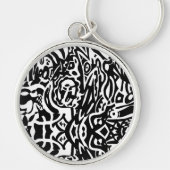 "Bird Creat" B&W Abstract Sleutelhanger (Voorkant)