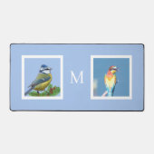 Bird Custom Foto's en Monogram op Sky Blue Bureaumat (Voorkant)