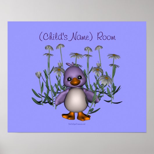Bird Daisies Kinder Room Personalized Wall Poster (Voorkant)