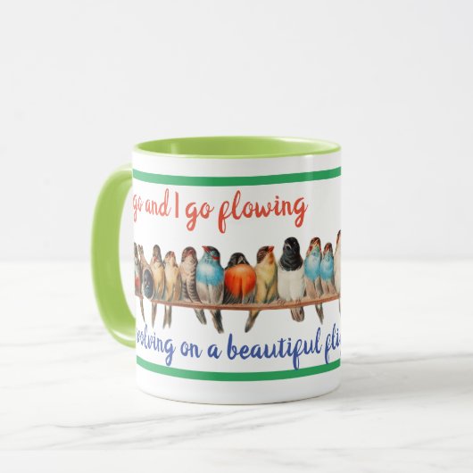 Bird designer with inspiration phrase mok (Voorkant links)