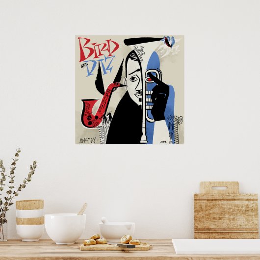 Bird & Diz  jazzillustratie Poster (Keuken)