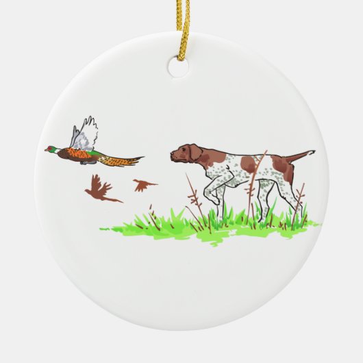 Bird Dog en fazant Keramisch Ornament (Voorkant)