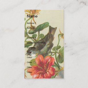  Bird en Nasturium Flowers Visitekaartje