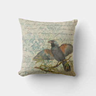 Bird Ephemera Decoupage Kussen elegant