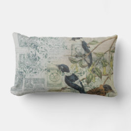  Bird Ephemera Decoupage Lumbar Cushion Kussen