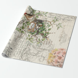 Bird Ephemera Decoupage Poster Cadeaupapier