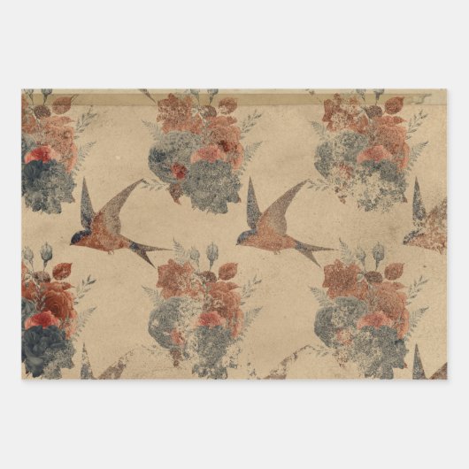 Bird Ephemera Decoupage Wrapping Paper (Voorkant 2)