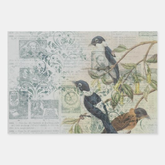  Bird Ephemera Decoupage Wrapping Paper (Voorkant 3)