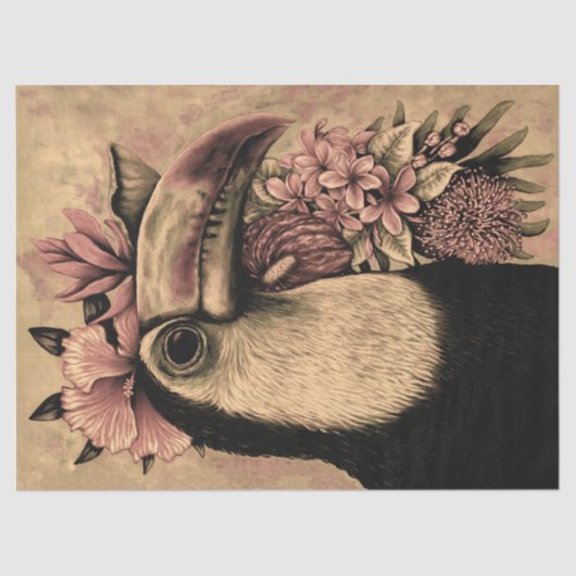 Bird Ephemera Floral Weefselpapier Tissuepapier (Voorkant)