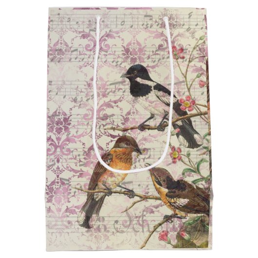  Bird Ephemera Medium Gift Bag Medium Cadeauzakje (Achterkant)