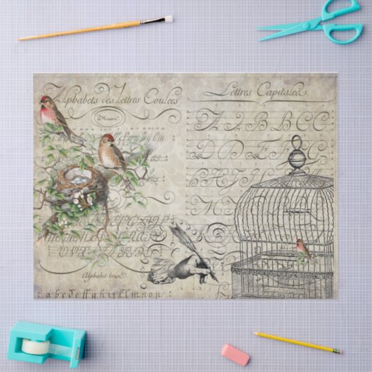 Bird Ephemera ontleedblad Tissuepapier (Craft)