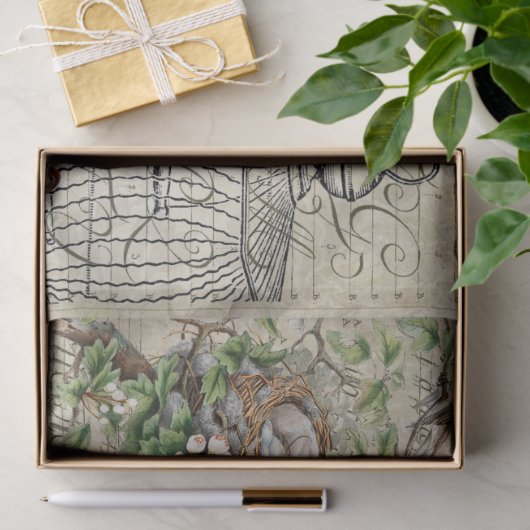 Bird Ephemera ontleedblad Tissuepapier (Geschenk)