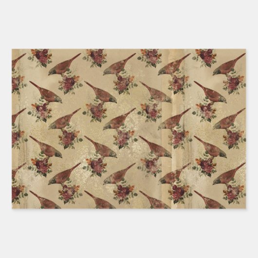 Bird Ephemera Wrapping Paper Sheet (Voorkant 3)