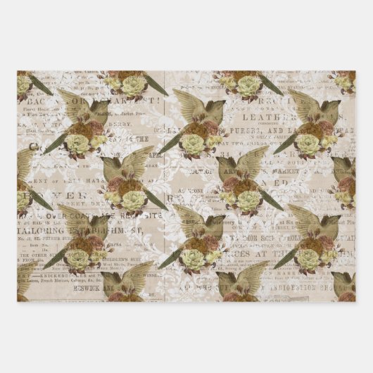 Bird Ephemera Wrapping Paper Sheet (Voorkant 2)