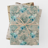 Bird Ephemera Wrapping Paper Sheet (In situ)