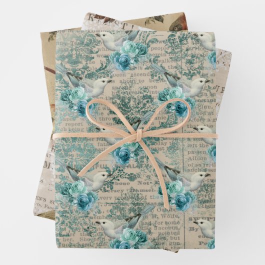  Bird Ephemera Wrapping Paper Sheet (In situ)