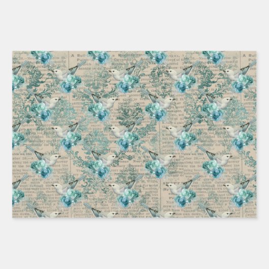 Bird Ephemera Wrapping Paper Sheet (Voorkant)