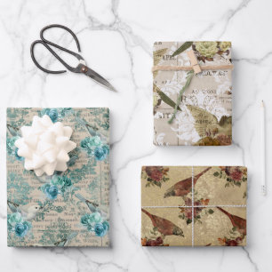 Bird Ephemera Wrapping Paper Sheet