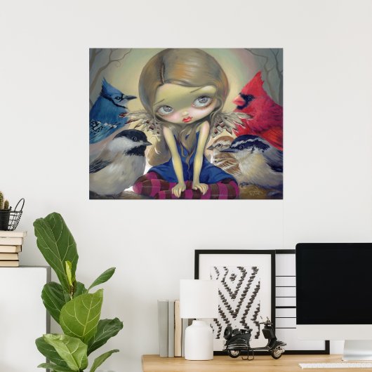 Bird Fairy - Backyard Birds ART PRINT big eye (Thuiskantoor)