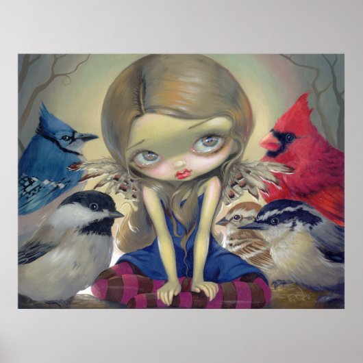 Bird Fairy - Backyard Birds ART PRINT big eye (Voorkant)
