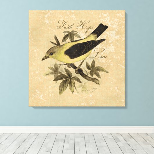 Bird Faith Hope Love Wrapped Canvas Print (Insitu (Houten vloer))