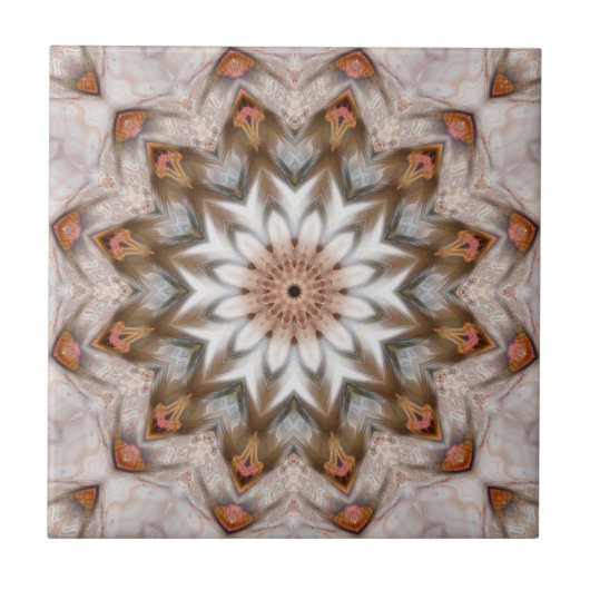 Bird Feather Kaleidoscope Mandala Pattern Tegel Tegeltje (Voorkant)