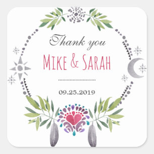 Bird Feather Tribal Pattern Dank je Sticker