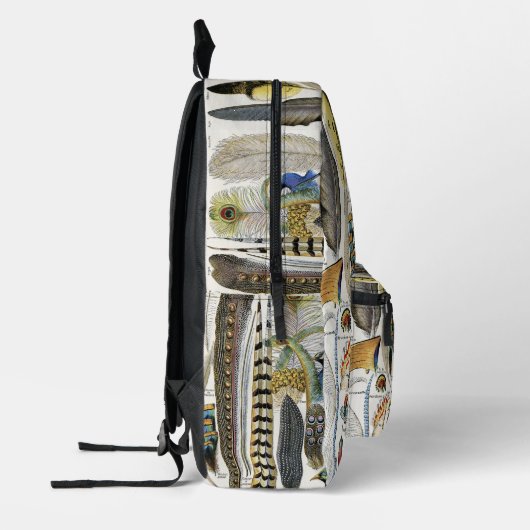 Bird Feather Wildlife Antique Feathers Art Nouveau Bedrukte Rugzak (Links)